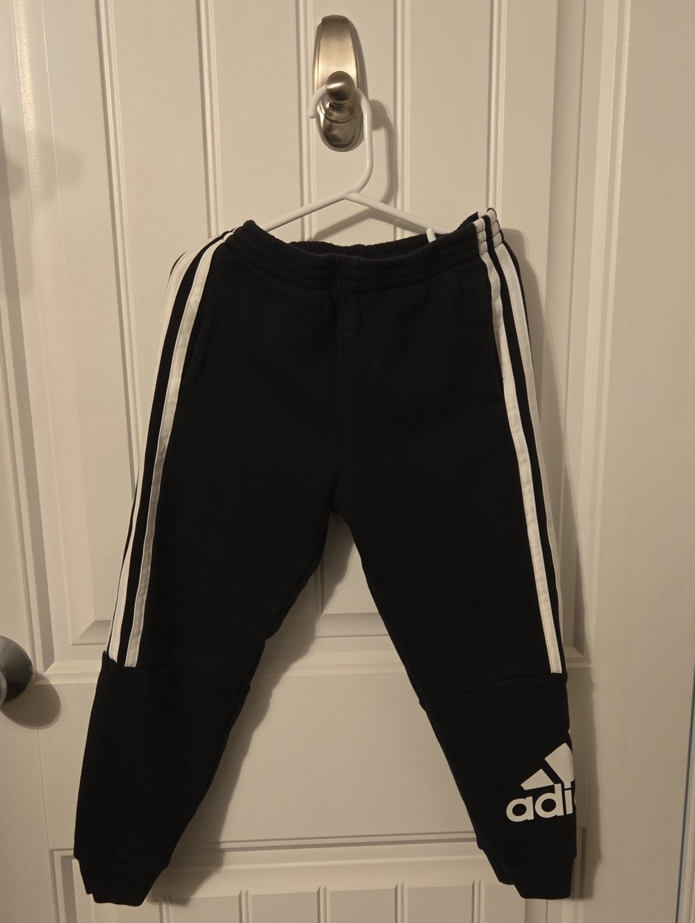 adidas Black Jogger Sweatpants with White Stripes
